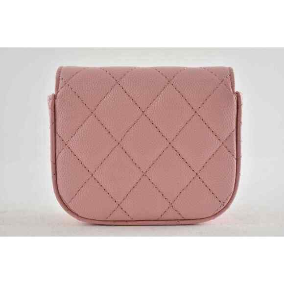 Chanel 22C Pink Caviar Mini Clutch With Chain Gold Card Shoulder Crossbody Bag - Picture 7 of 12
